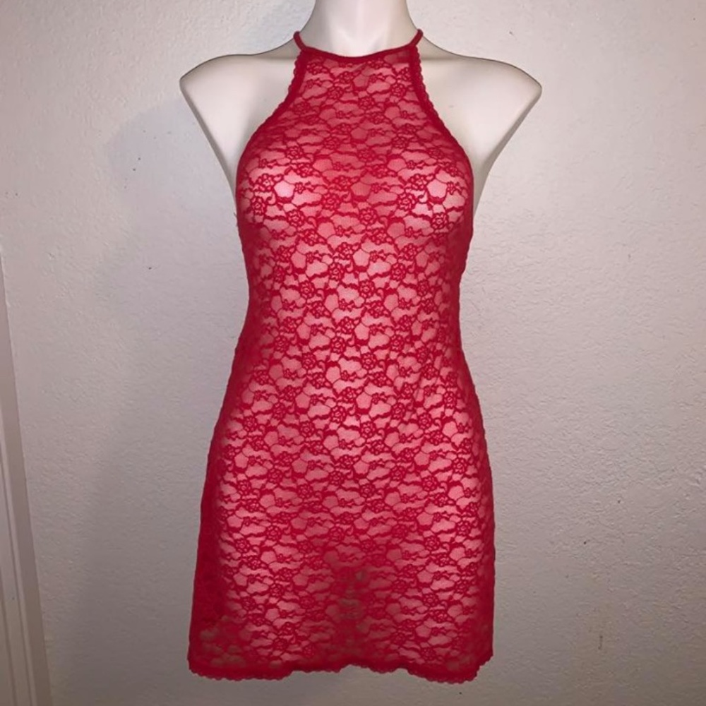 Red See-Through Lace Lingerie Victoria Secret